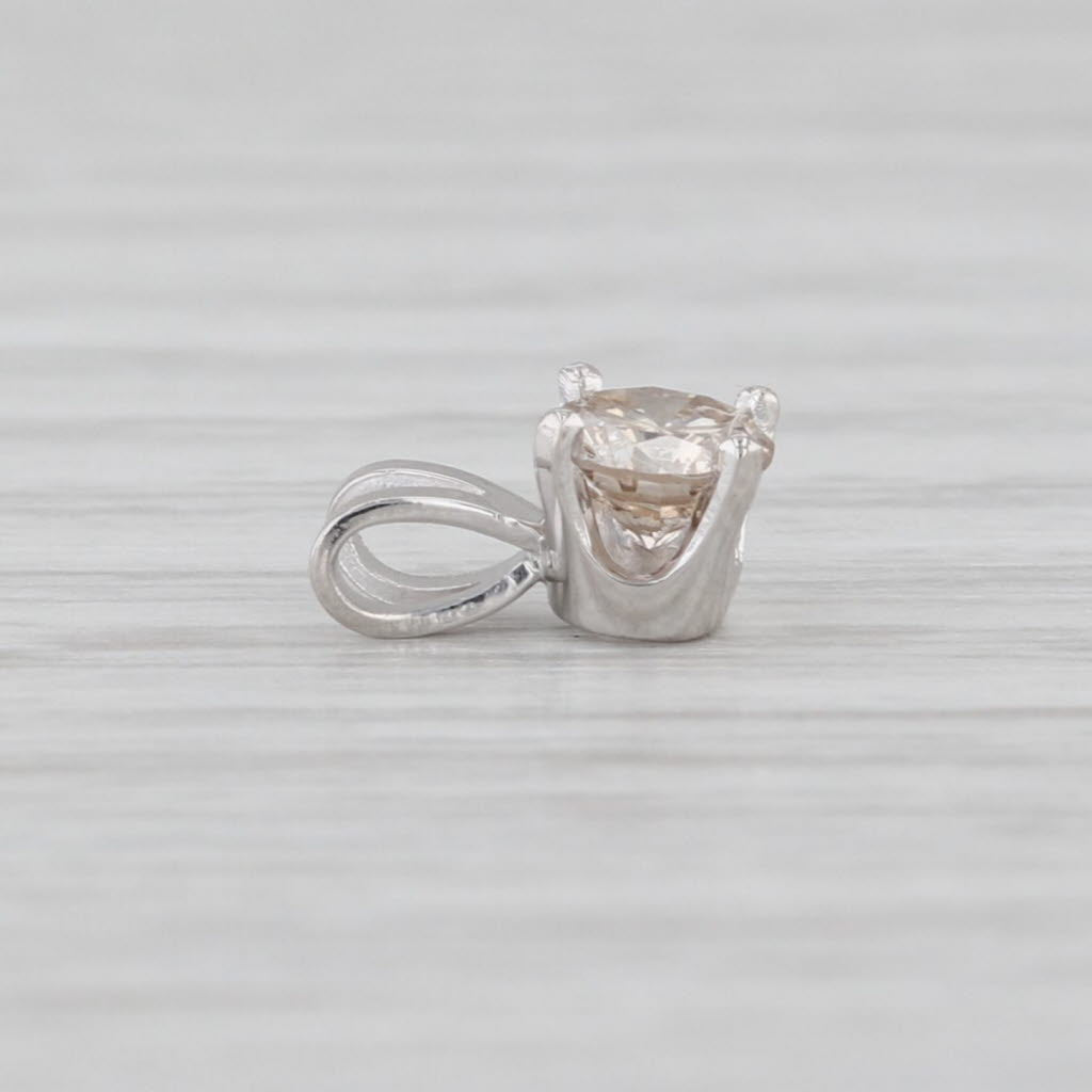 New 0.37ct Diamond Solitaire Pendant 14k White Gold 4 Prong Small Round Drop