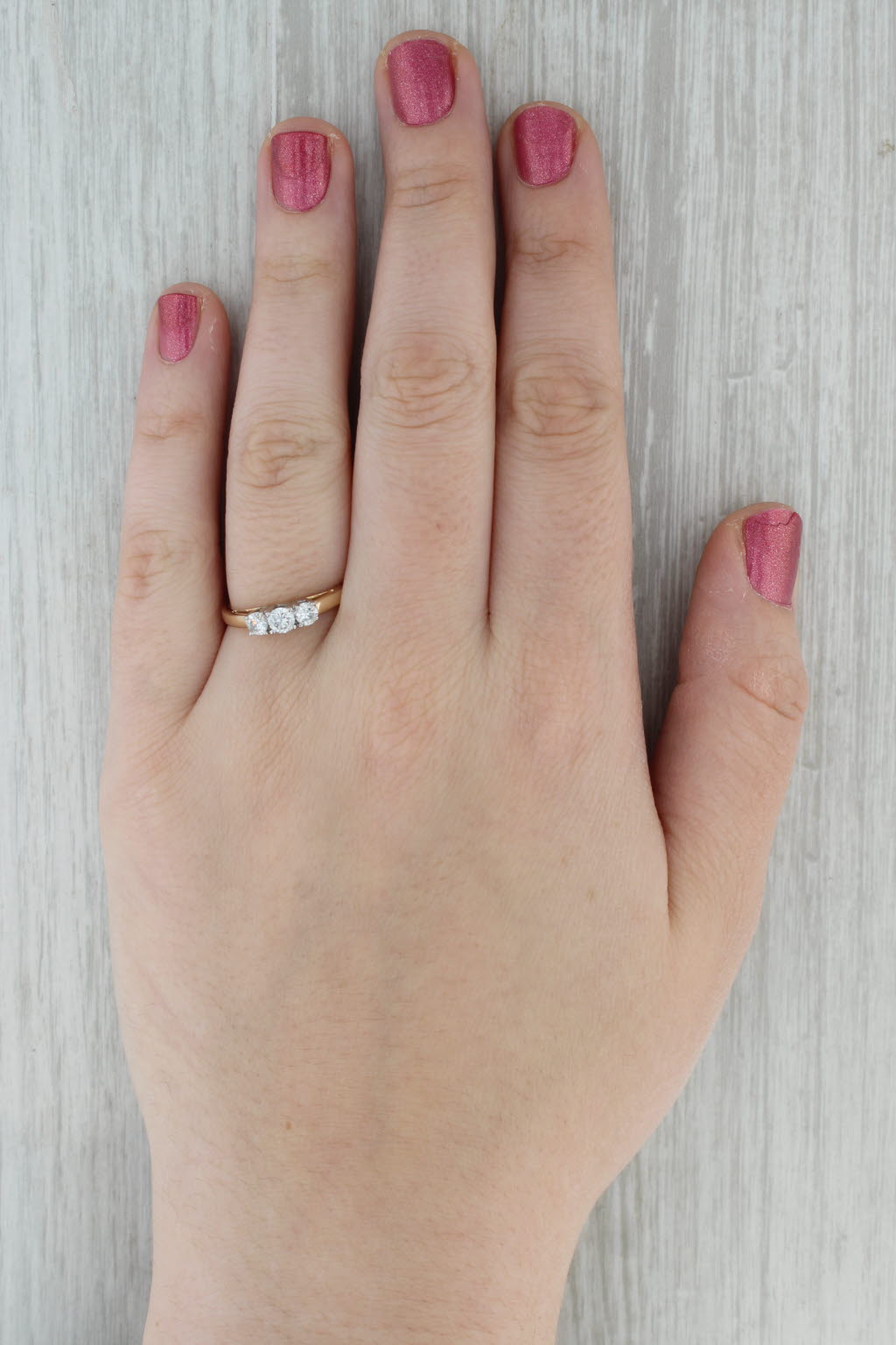 Dark Gray 0.50ctw Diamond 3-Stone Engagement Ring 14k Yellow Gold Size 8