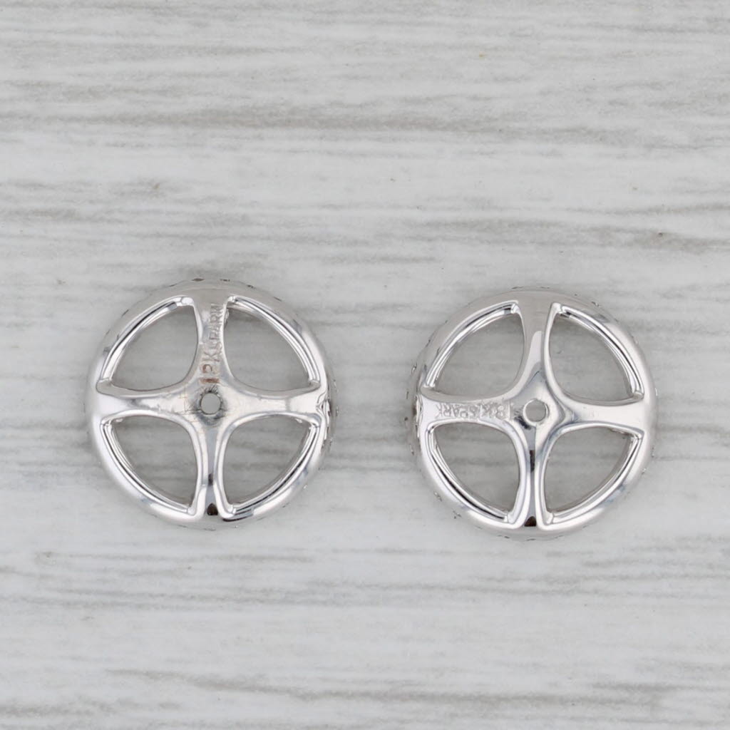 Gray New 0.34ctw Diamond Halo Circle Earring Jackets Enhancers 18k Gold for Studs