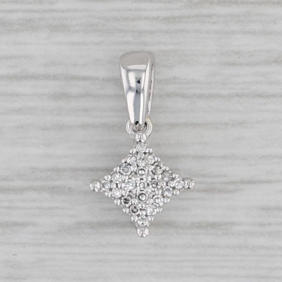 Gray Small Diamond Drop Pendant 10k White Gold