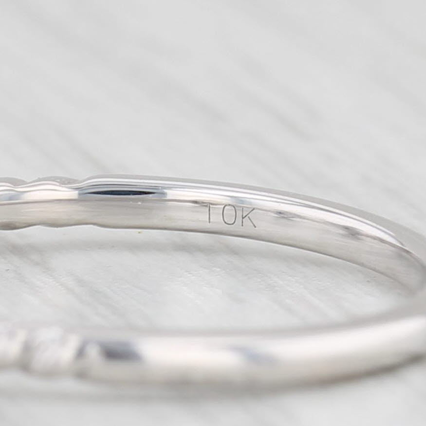 Light Gray Diamond 3-Stone Stackable Ring 10k White Gold Size 7 Wedding Band