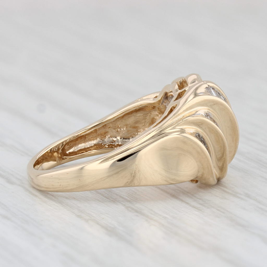 Light Gray 0.75ctw Diamond Scalloped Croissant Ring 14k Yellow Gold Size 5.75