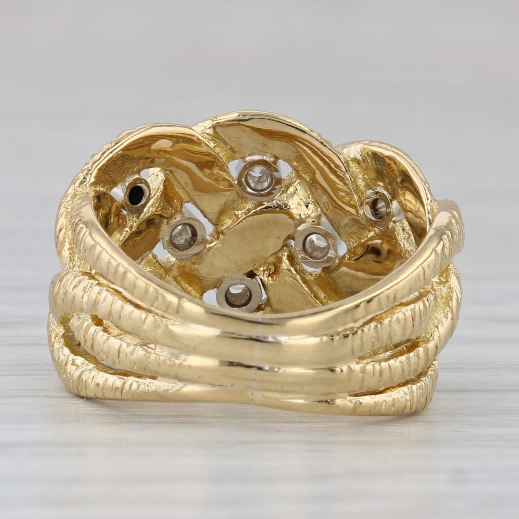 Gray Woven 0.12ctw Diamond Ring 18k Yellow Gold Size 5.5
