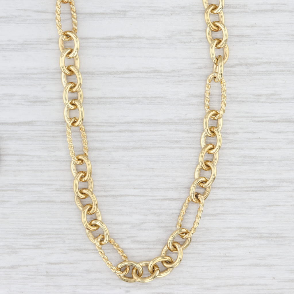 Light Gray David Yurman Cable Chain Necklace 18k Yellow Gold 16.5" 5.4mm Ring Toggle Clasp