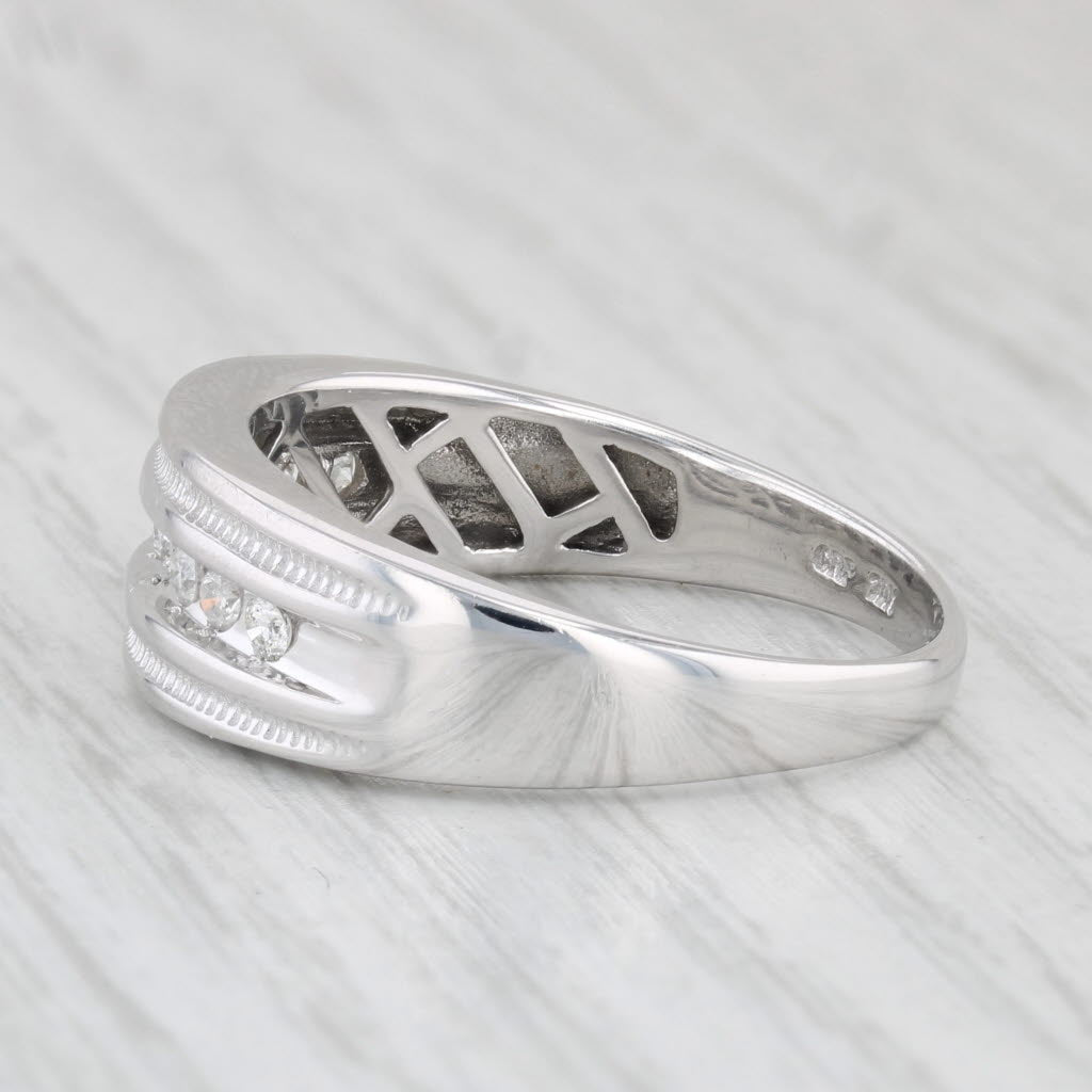 Light Gray 0.20ctw Diamond Men's Wedding Band 10k White Gold Size 11.25 Ring
