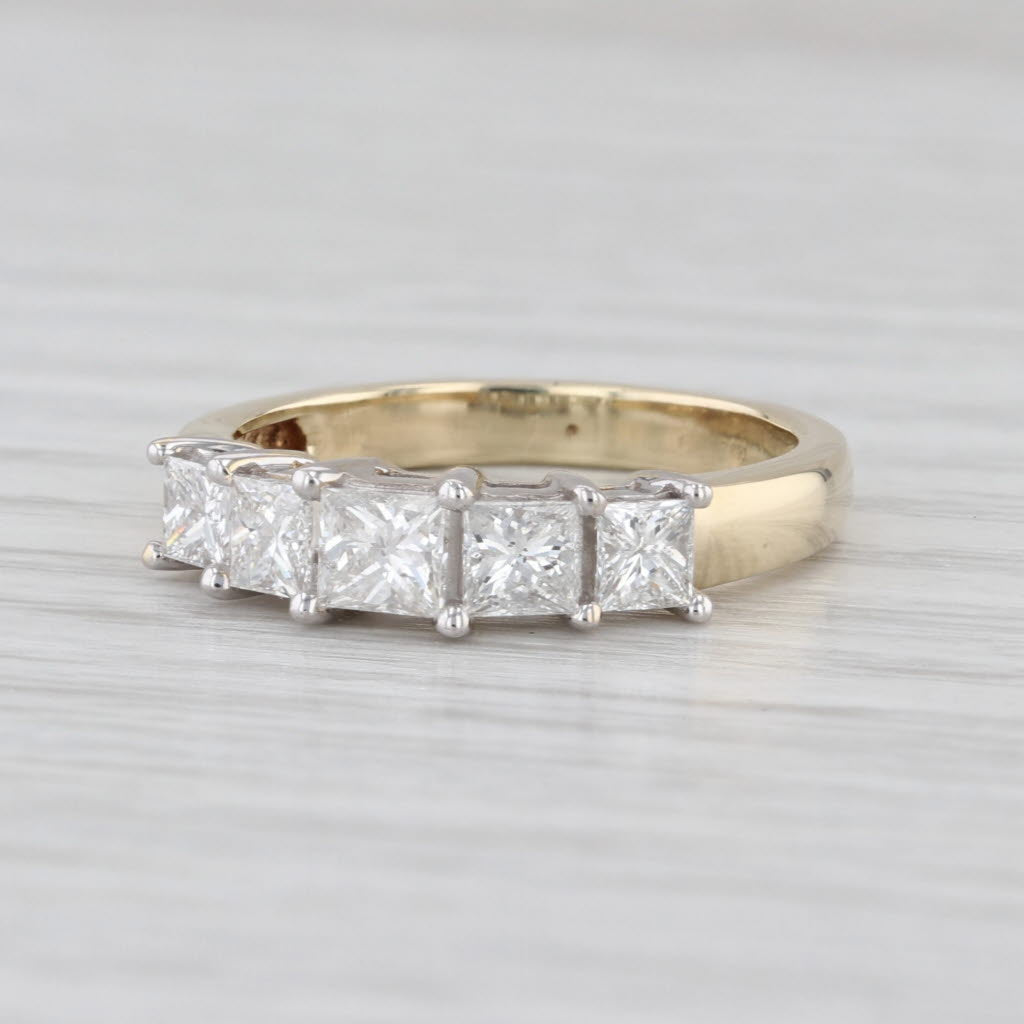 0.99ctw Diamond 5-Stone Ring 9k Gold Wedding Anniversary Stackable Size 6 COA