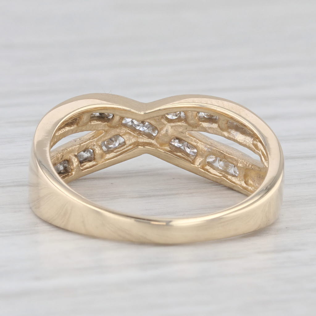 Light Gray 0.48ctw Diamond Criss Cross Ring 14k Yellow Gold Wedding Anniversary Band