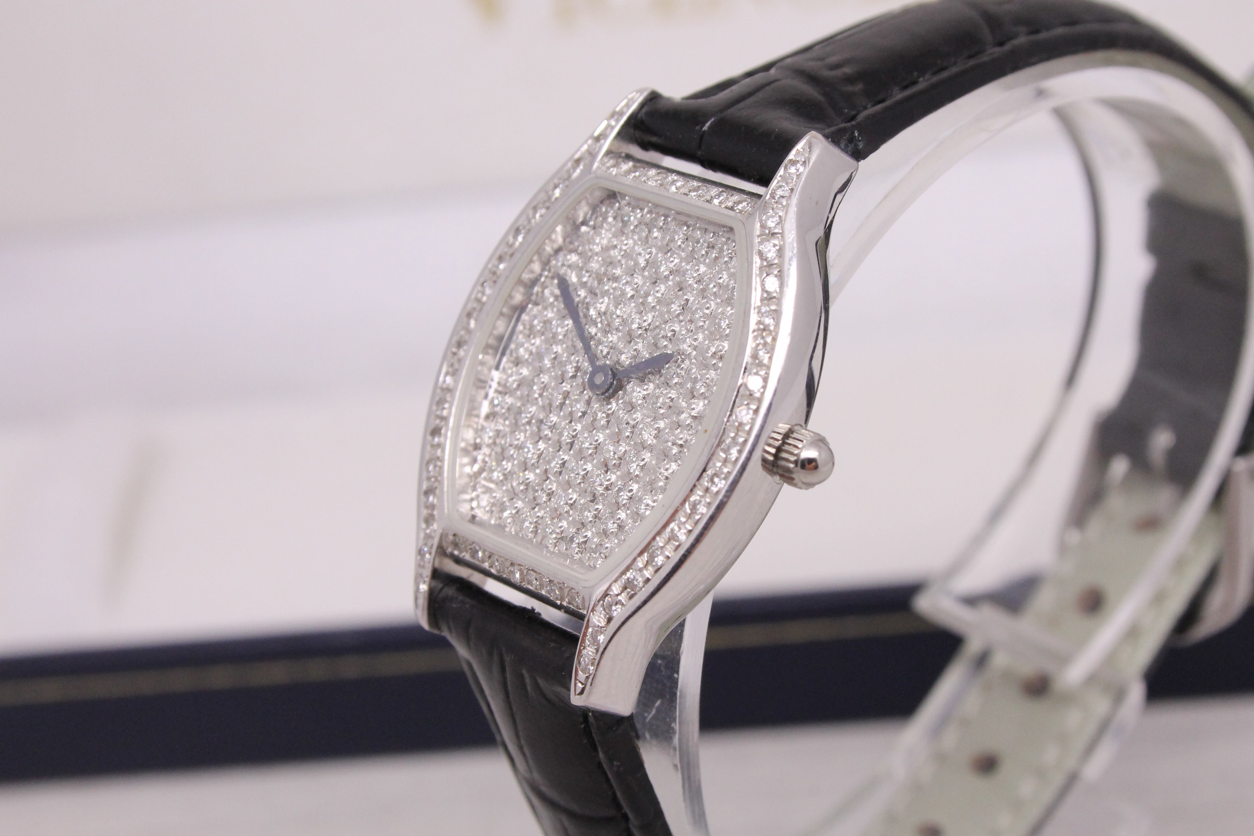 Gray Vicence Milor 14k White Gold Pave Diamond Ladies Quartz Watch w Box V5405149