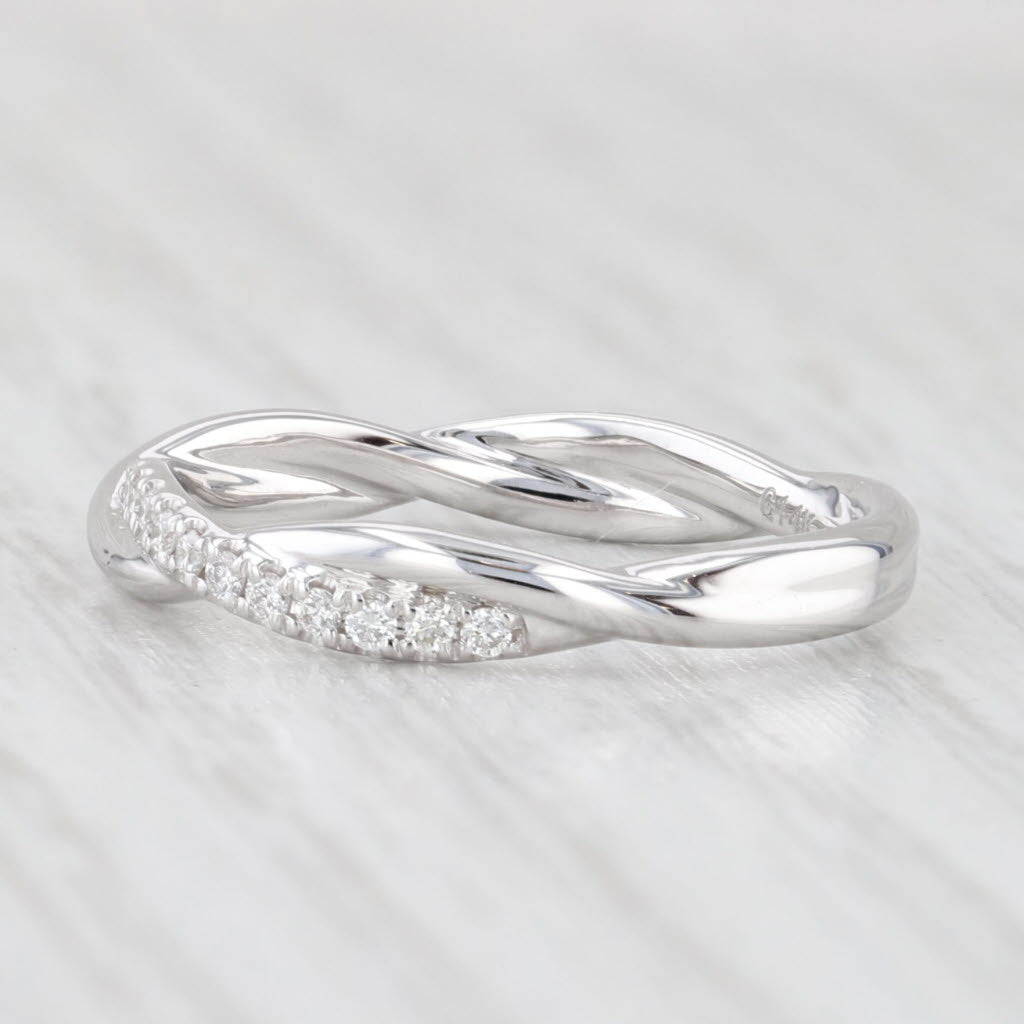 Light Gray New 0.17ctw Diamond Wedding Band 14k White Gold Stackable Anniversary Ring 6.5