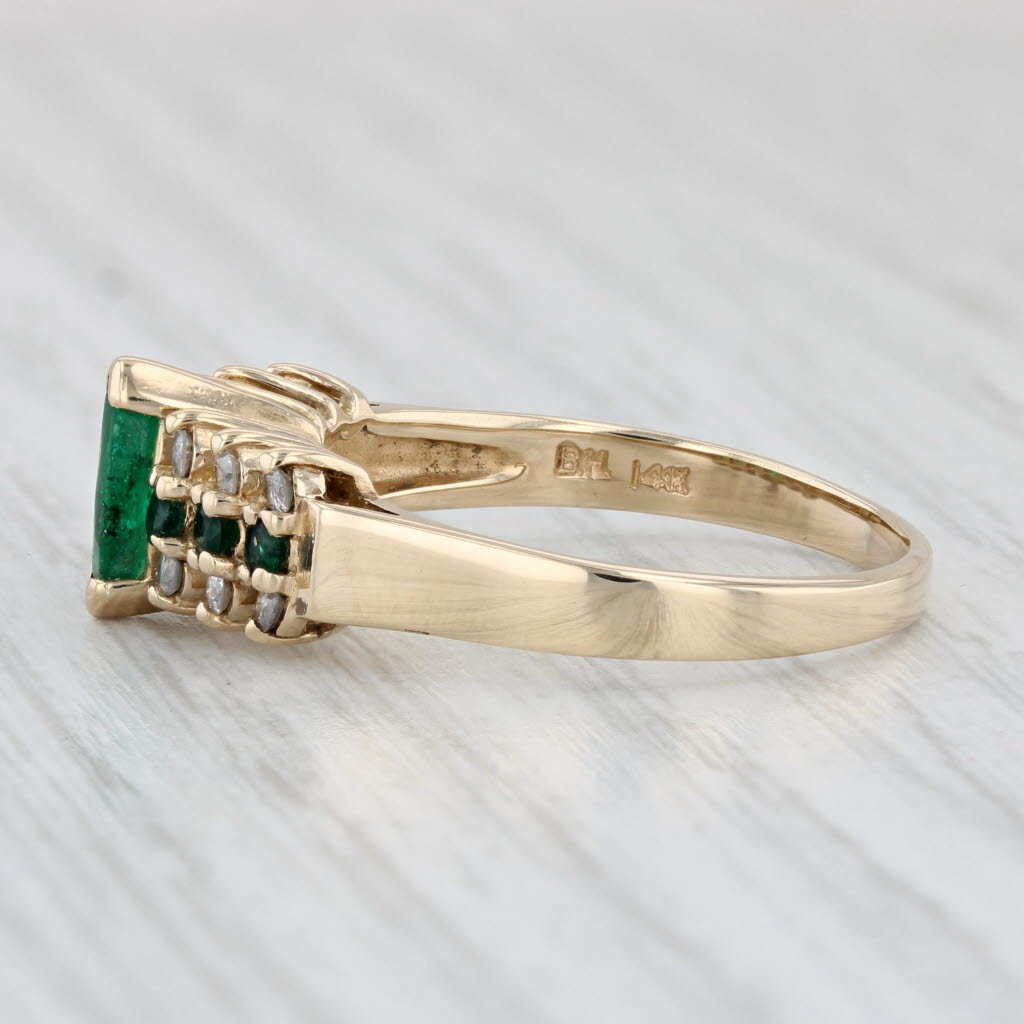 Light Gray 0.83ctw Marquise Emerald Diamond Ring 14k Yellow Gold Size 9 Tiered Pyramid