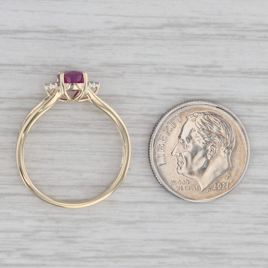 Gray 1ct Oval Ruby Solitaire Ring 10k Yellow Gold Size 7 Diamond Accents