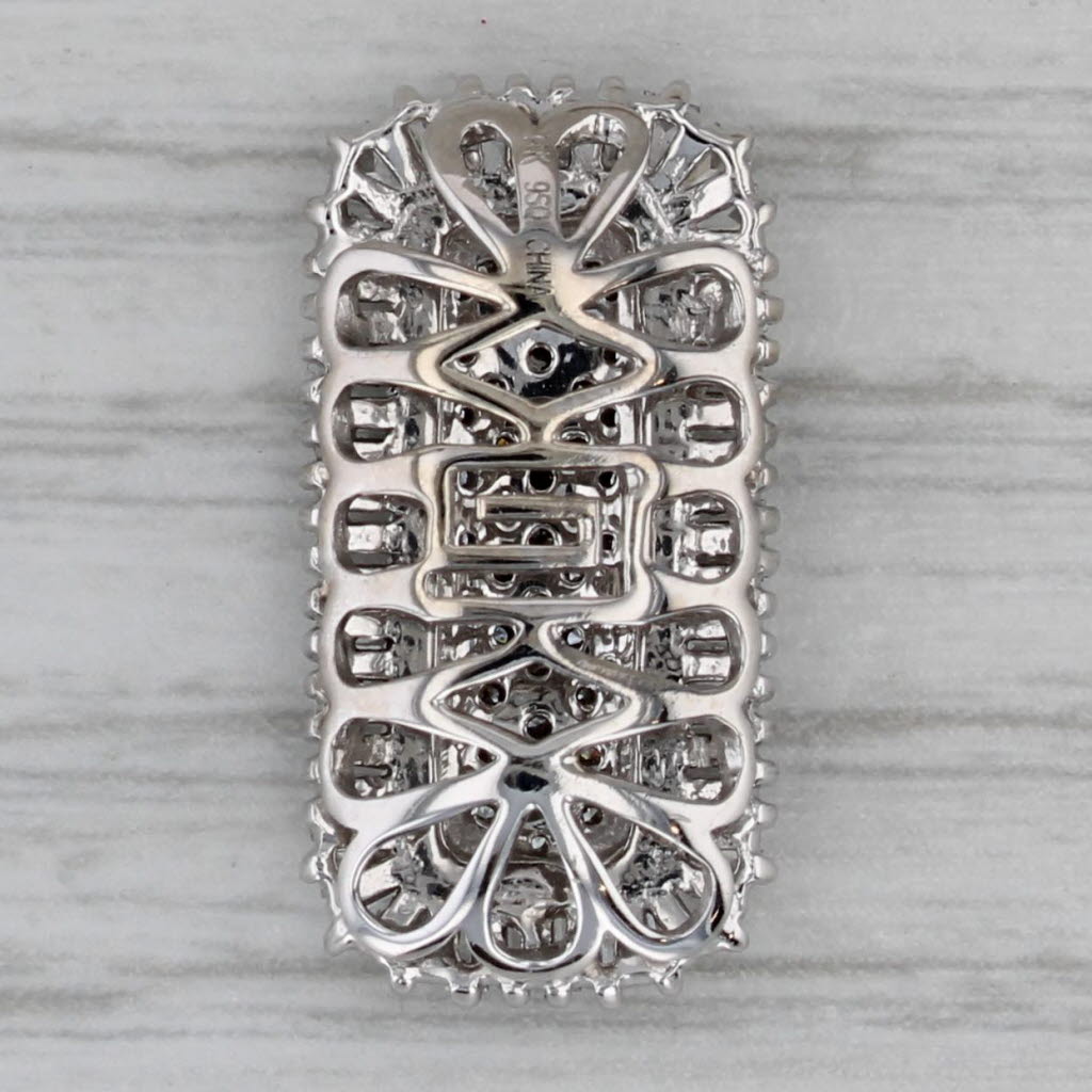 Dark Gray 1.20ctw Pave Diamond Halo Floating Drop Pendant 14k White Gold