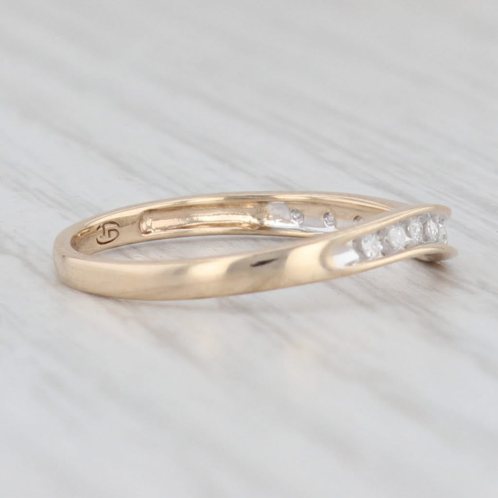 Light Gray Contoured Diamond Wedding Band Stackable Ring 10k Yellow Gold Size 7