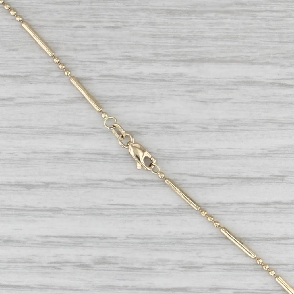 Bar Bead Link Teardrop Fringe Necklace 14k Yellow White Rose Gold 17"