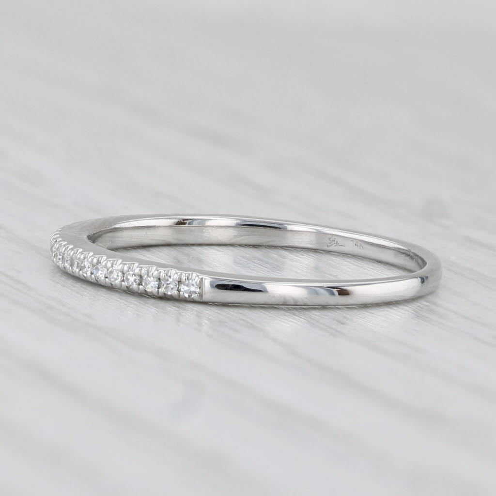 Light Gray 0.10ctw Diamond Wedding Ring 14k White Gold Size 5.75 Stackable Anniversary Band