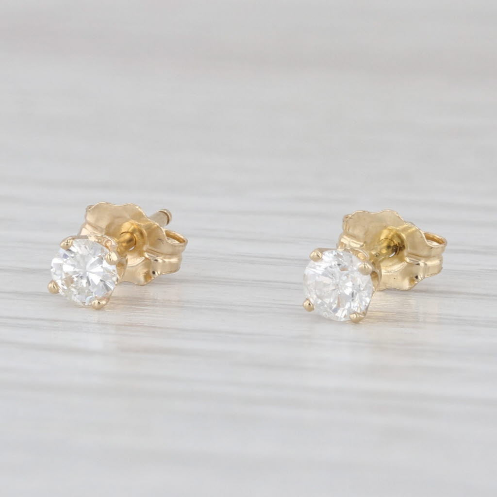 0.29ctw Round Solitaire Diamond Stud Earrings 14k Yellow Gold Studs