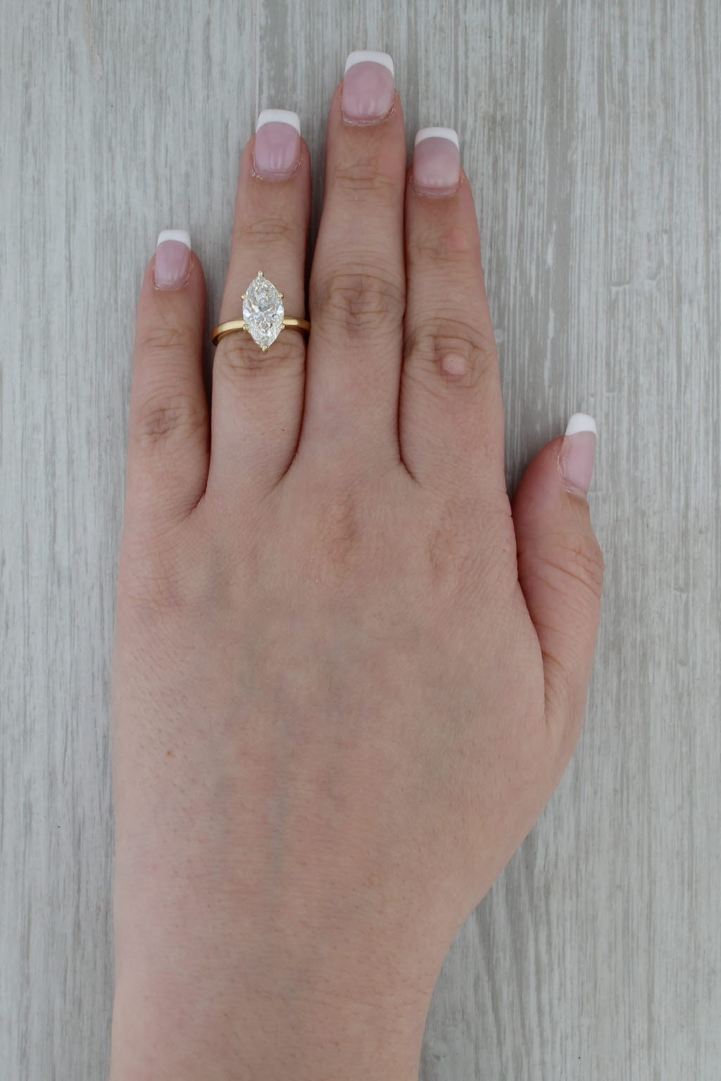 3.05ctw Marquise IGI VS1 G Lab Created Diamond Ring 18k Yellow Gold Size 4.75