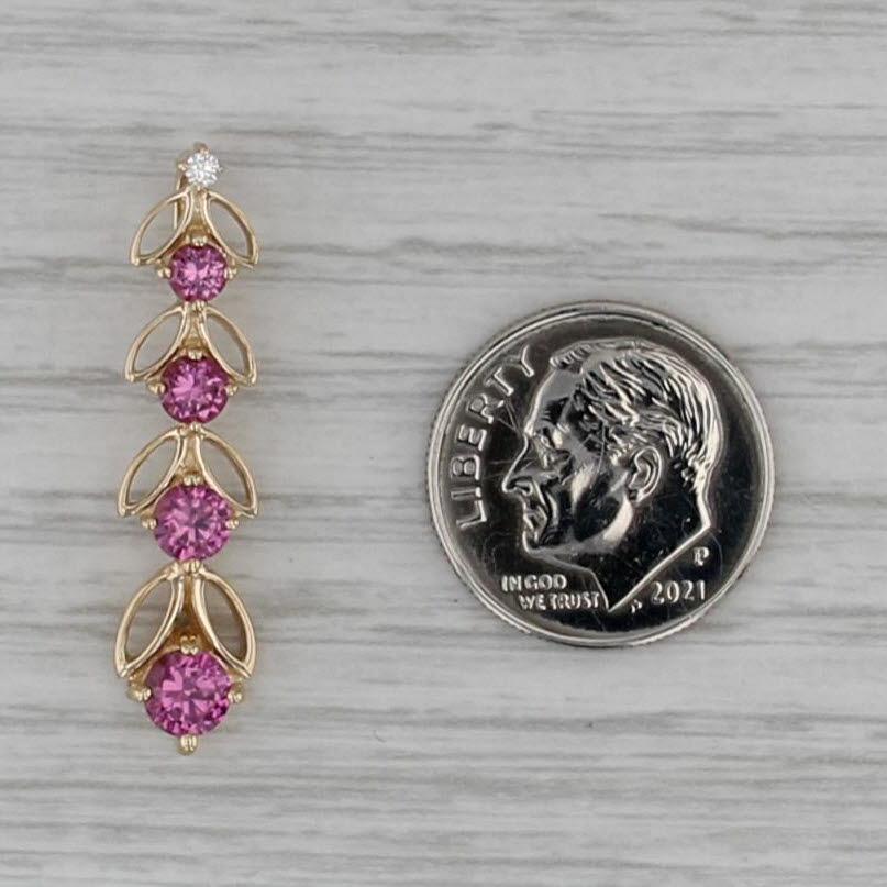 1.24ctw Garnet Diamond Flower Journey Pendant 14k Yellow Gold