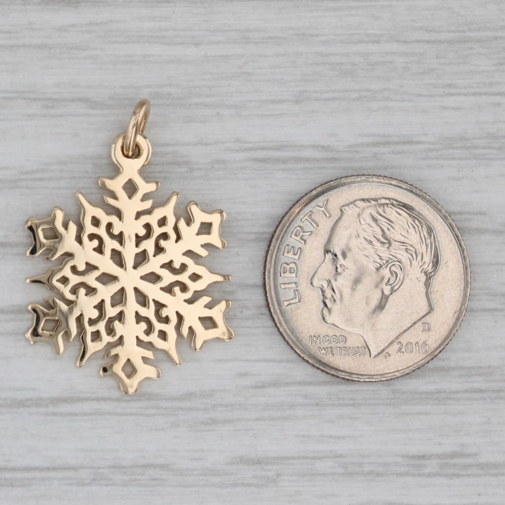Gray James Avery Colorado Snowflake Pendant 14k Gold Charm Winter Holiday Retired