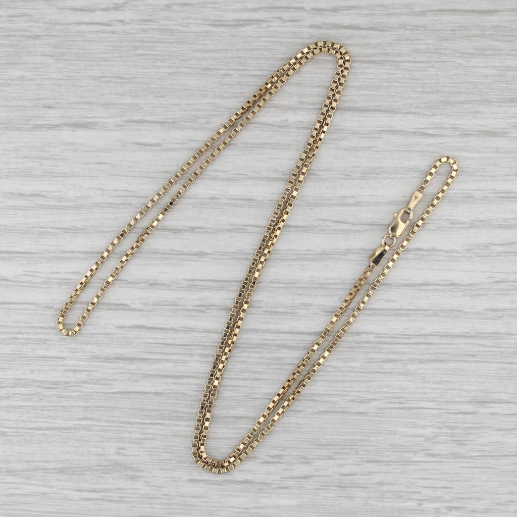 22.75" 1.5mm Box Chain Necklace 14k Yellow Gold