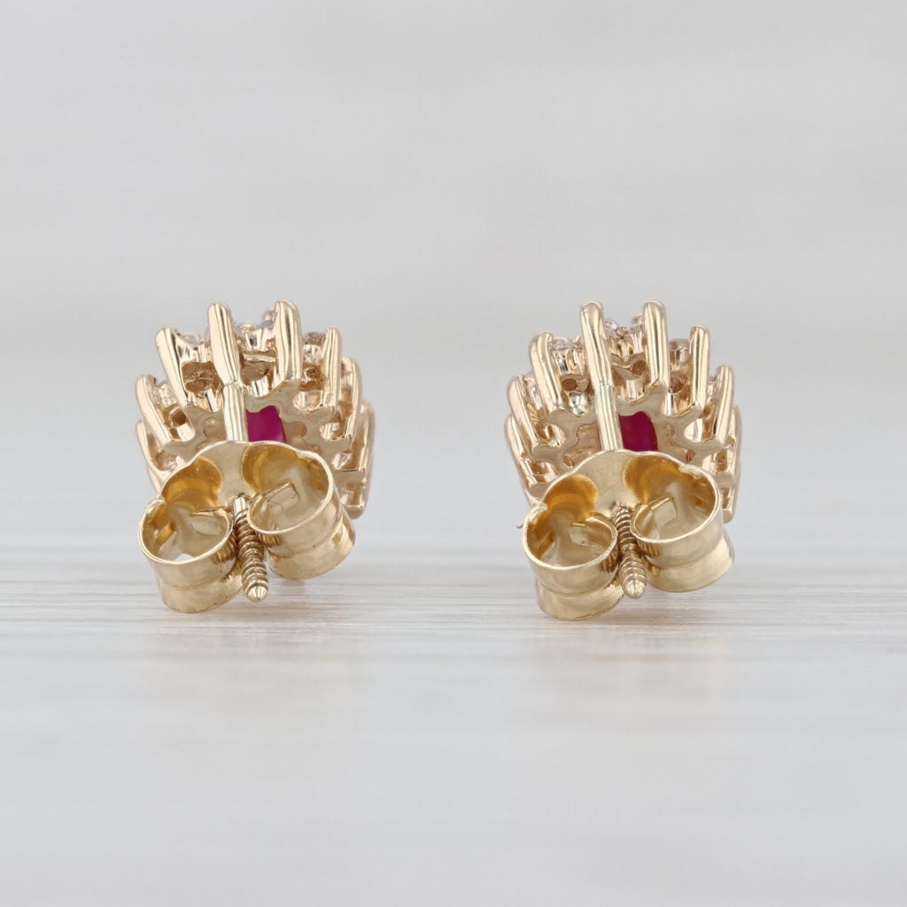 0.74ctw Ruby Diamond Halo Stud Earrings 14k Yellow Gold Studs