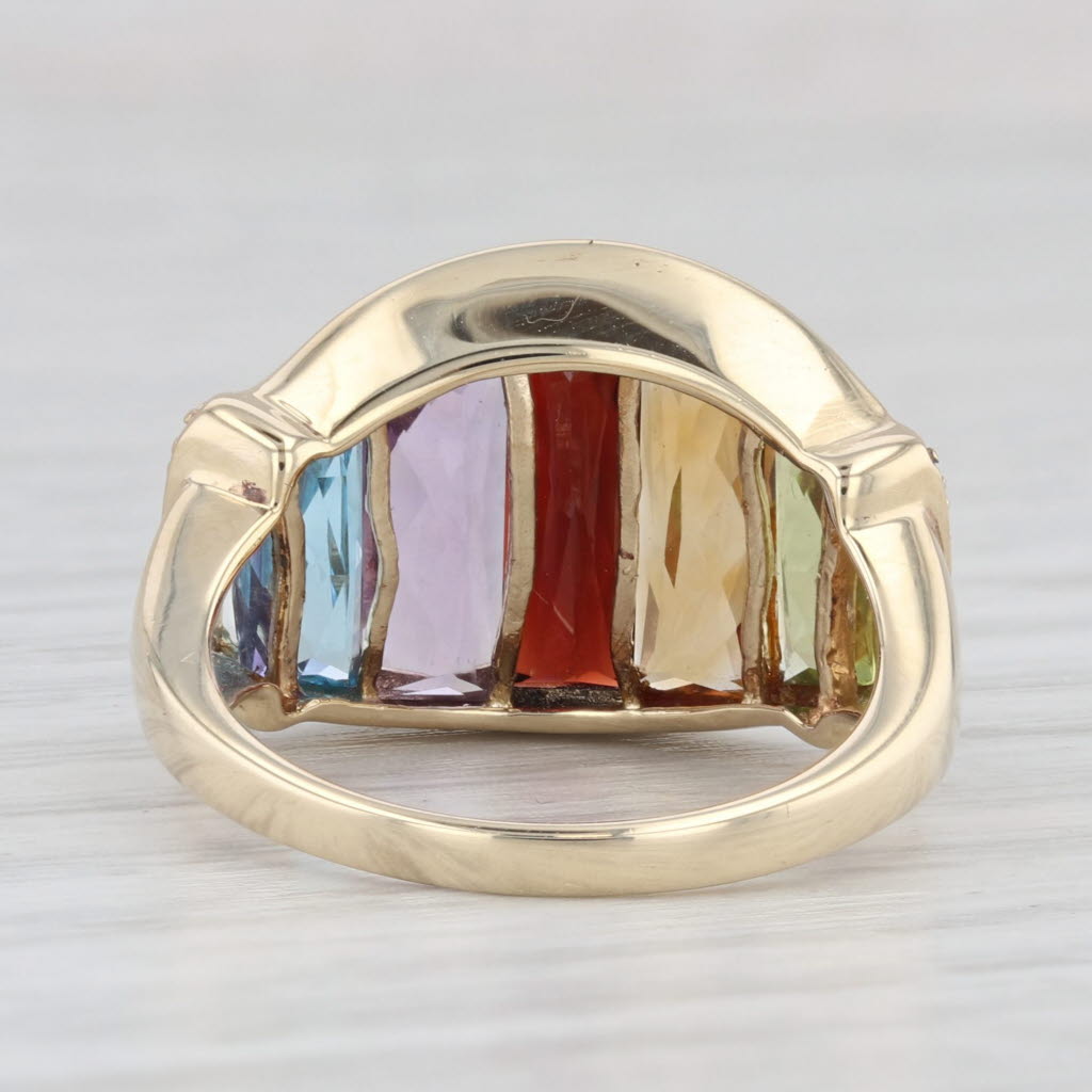 Light Gray 4.86ctw Rainbow Gemstone Ring 10k Gold Peridot Citrine Garnet Amethyst Topaz