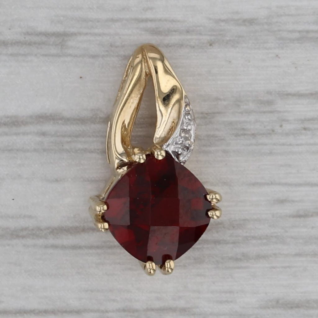 Dark Gray 1.70ct Garnet Diamond Pendant 10k Yellow Gold Small Drop