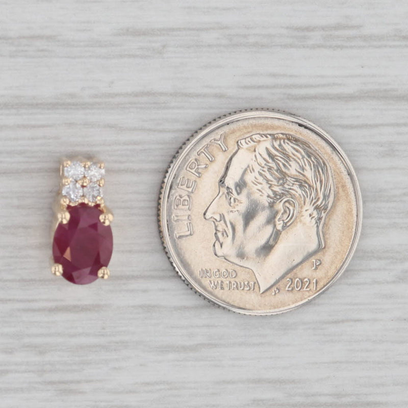 1ctw Oval Lab Created Ruby Diamond Pendant 14k Yellow Gold Small Drop