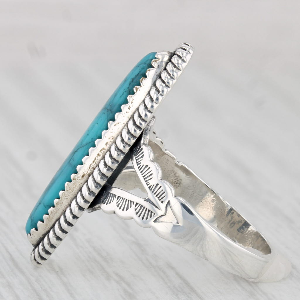 Light Gray Vintage Imitation Turquoise Ring Sterling Silver Size 6 Native American Signed