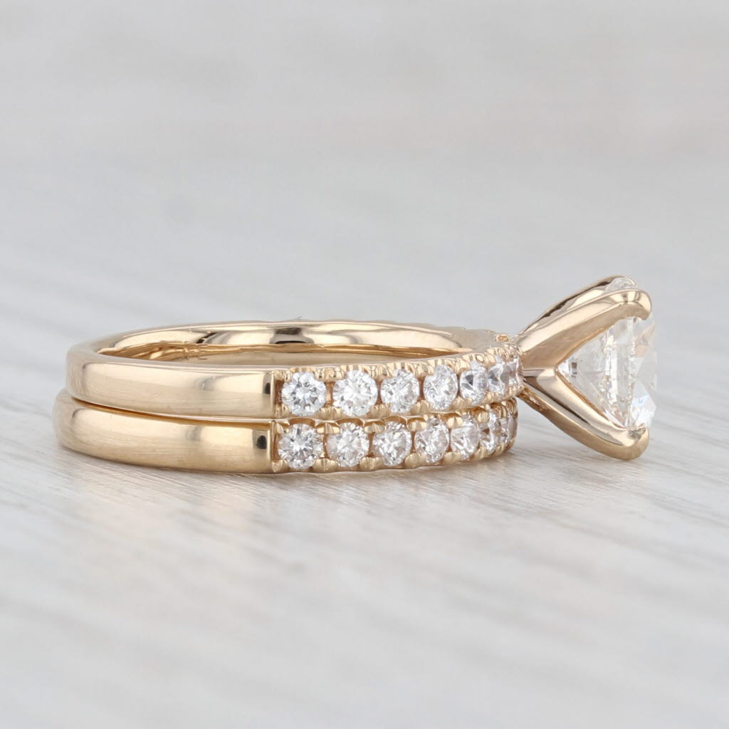 1.86ctw Oval Diamond Engagement Ring Wedding Band Bridal Set 14k Gold GIA
