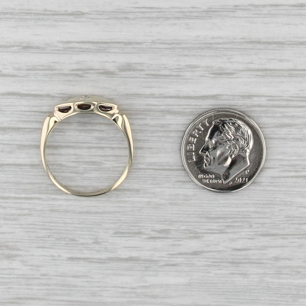 Vintage Diamond Star Solitaire Signet Ring 10k Yellow Gold Size 7