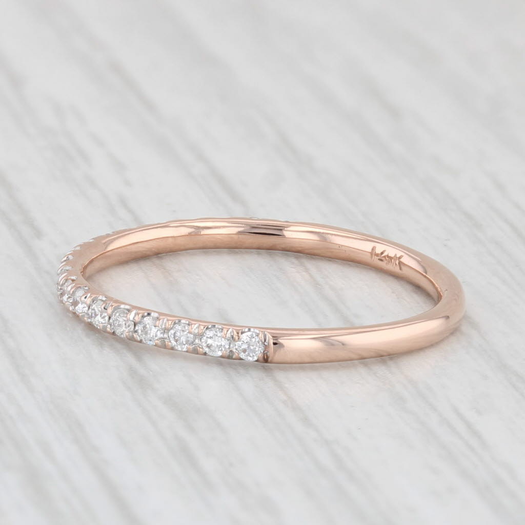 Light Gray 0.20ctw Diamond Wedding Band 14k Rose Gold Stackable Ring Size 6.75