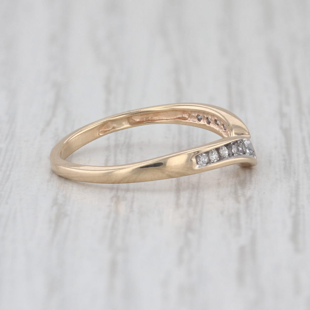 0.11ctw Diamond Contoured Wedding Band 10k Yellow Gold Size 6.75 Stackable