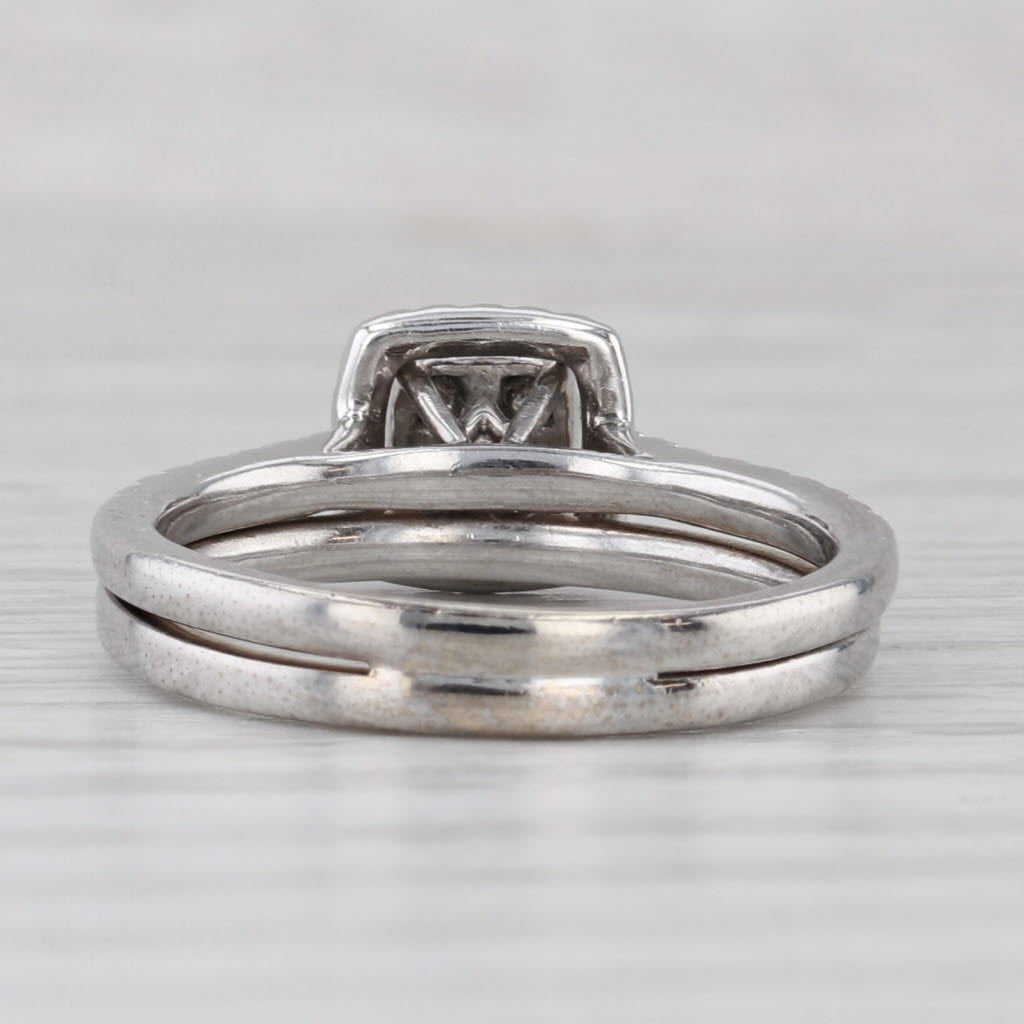 Light Gray 0.44ctw Diamond Halo Engagement Ring Wedding Band Bridal Set 10k Gold Size 6.75