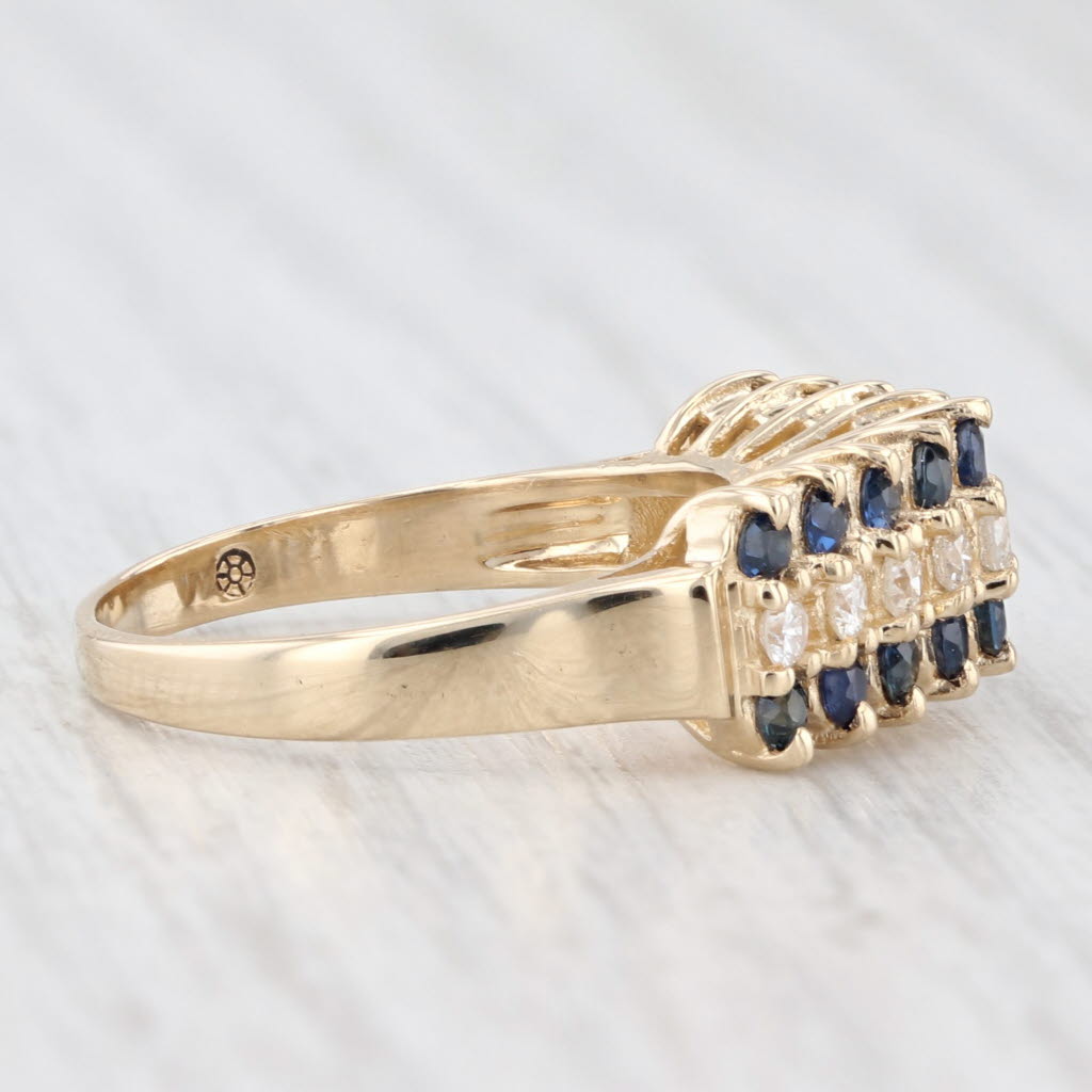 Light Gray 1.03ctw Blue Sapphire Diamond Tiered Pyramid Ring 14k Yellow Gold Size 5.5