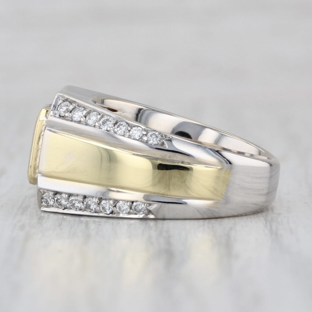 1.24ctw Yellow White Diamond Halo Ring 18k Yellow White Gold Size 8.5