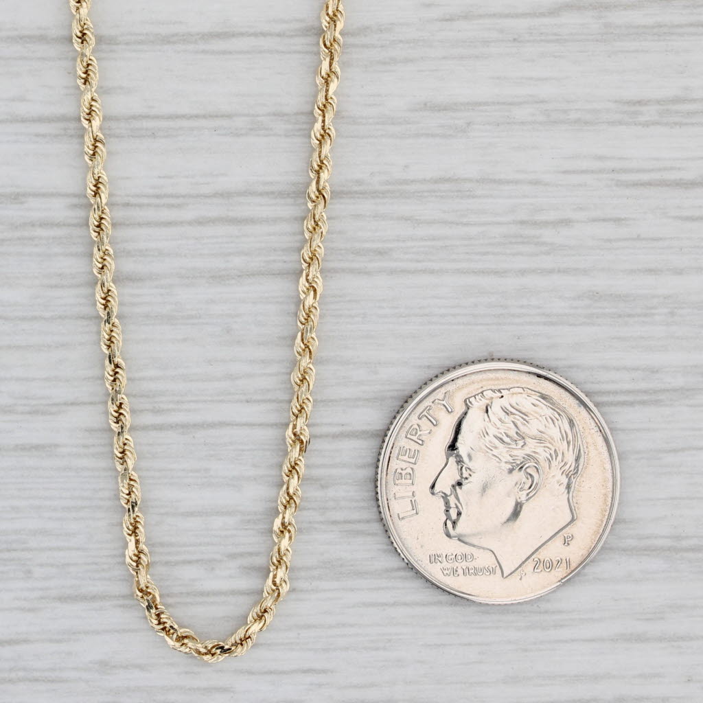 Gray Rope Chain Necklace 14k Yellow Gold 20" 1.8mm