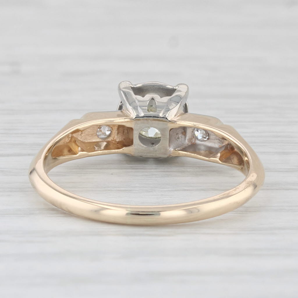 Light Gray Vintage 0.64ctw Old European Diamond Engagement Ring 14k Gold Size 7.5 Box
