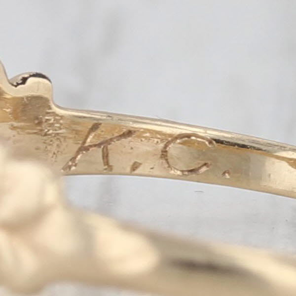 Antique Blue Glass Ring 10k Yellow Gold Size 3.75 Imitation Sapphire