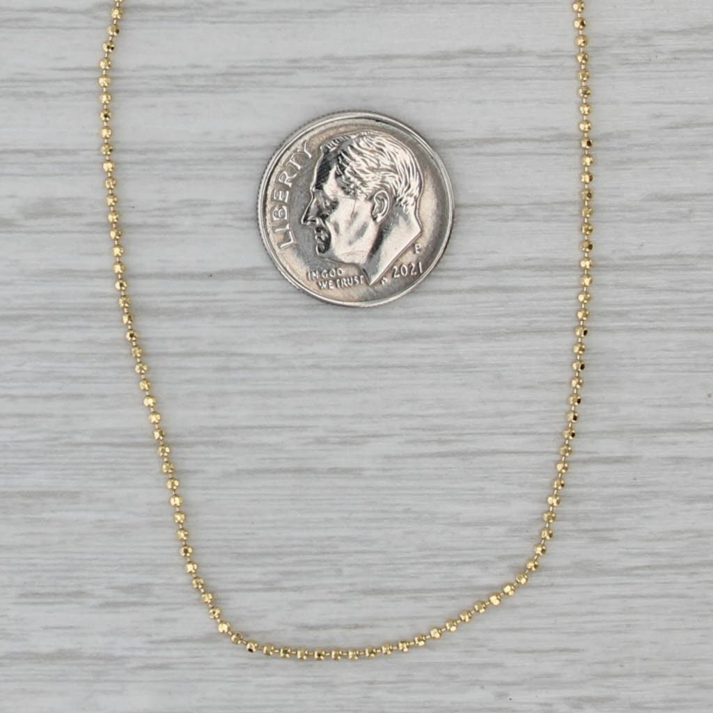 Bead Chain Necklace 14k Yellow Gold 22" 1.8mm