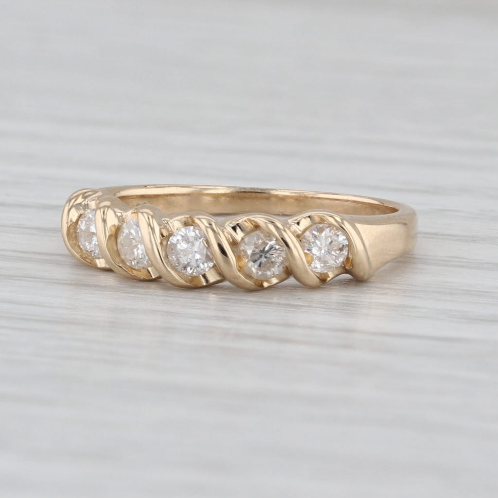 0.50ctw Diamond 5-Stone Ring 14k Yellow Gold Size 7 Stackable Wedding Band