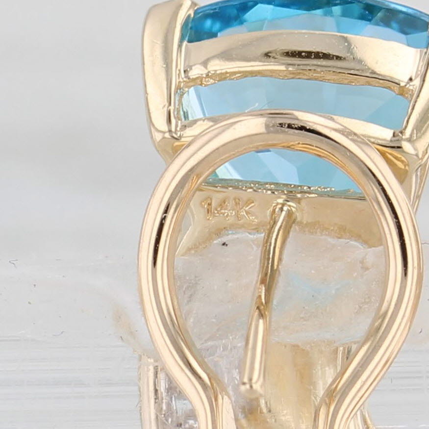 Gray 7.10ctw Trillion Blue Topaz Diamond Drop Earrings 14k Yellow Gold