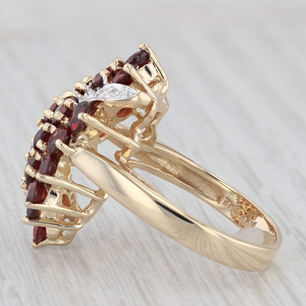 Gray 4.52 ctw Garnet Diamond Teardrop Cocktail Cluster Ring 14K Yellow Gold Size 8