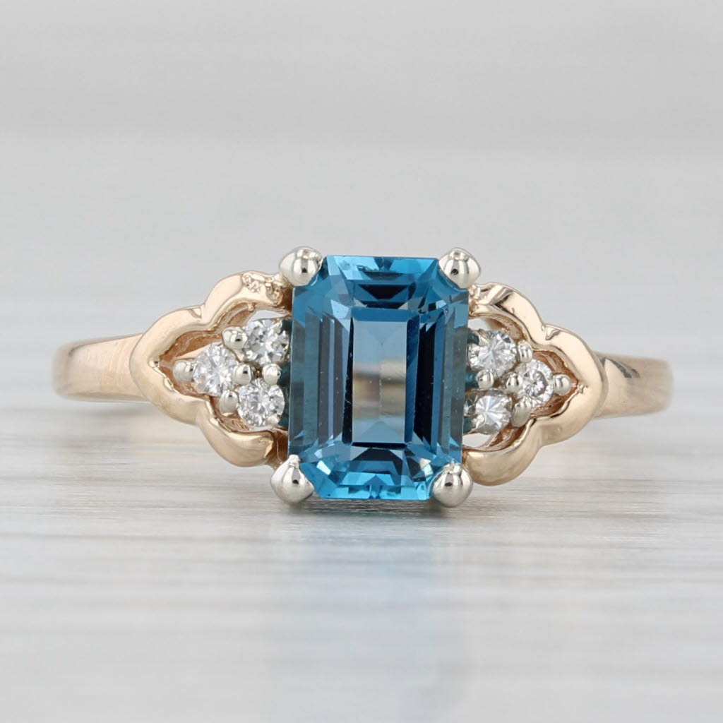 Light Gray 1.43ctw Blue Topaz Diamond Ring 14k Yellow Gold Size 6.25
