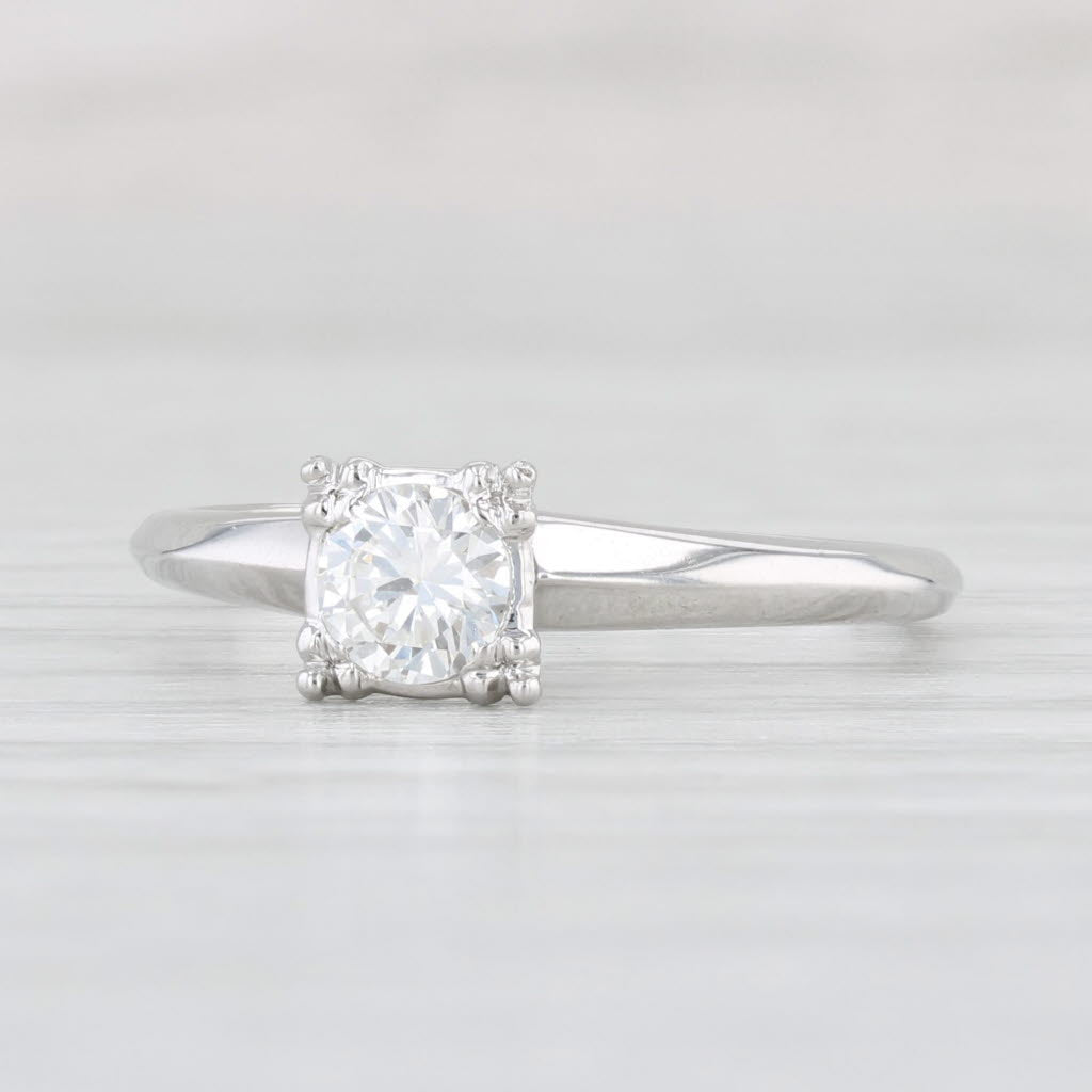 Light Gray 0.35ctw VS2 Round Diamond Solitaire Engagement Ring 14k White Gold Size 6.5