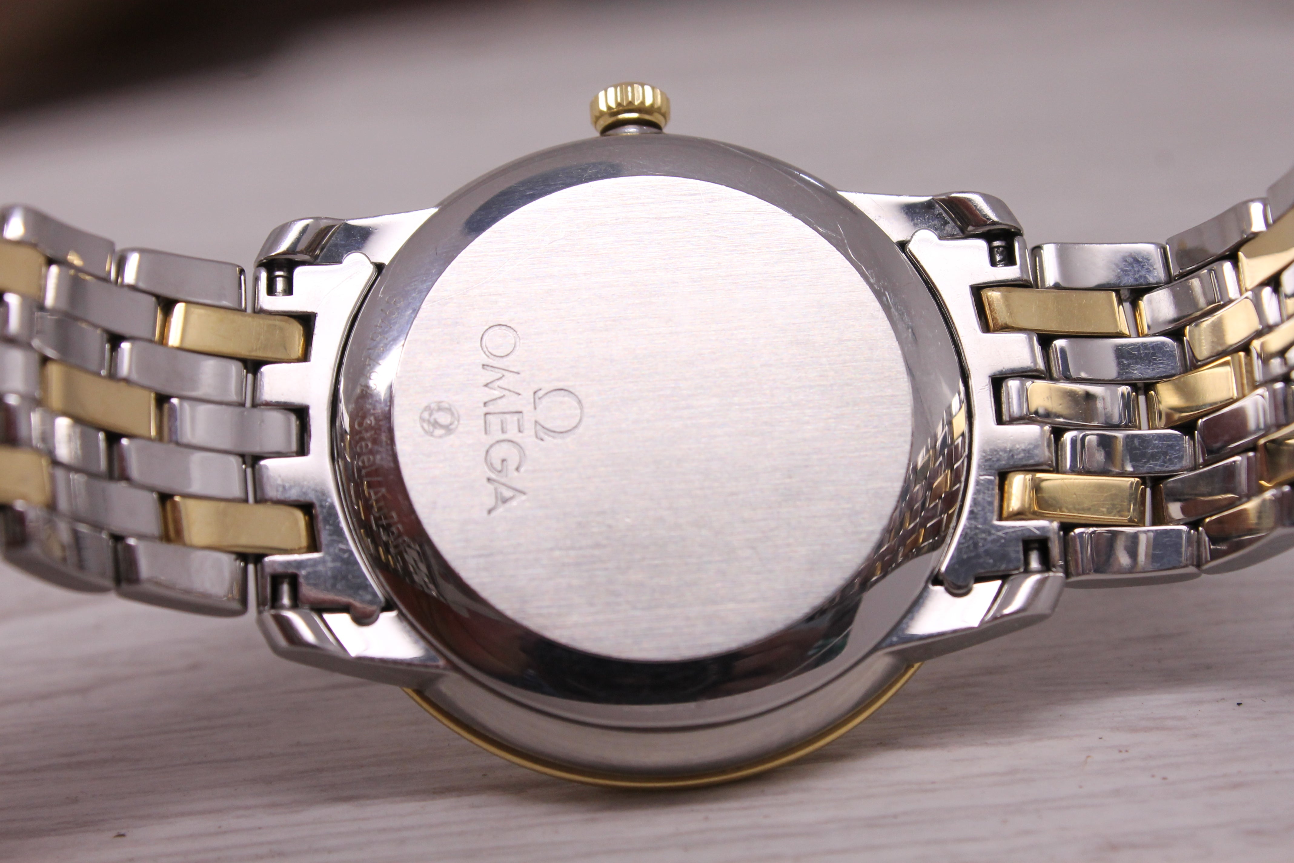 Omega DeVille Co-Axial 37mm Mens Steel 18k Gold Automatic Watch Bracelet Box Set