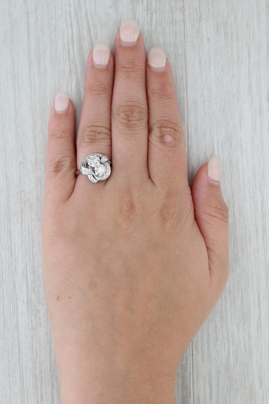Vintage 0.62ctw Diamond Note Ring 14k White Gold Size 7