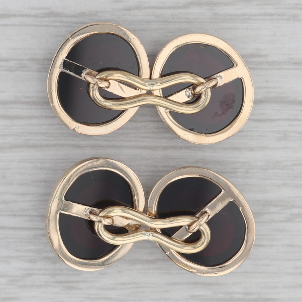 Gray Vintage Garnet Oval Cabochon Cufflinks 10k Yellow Gold