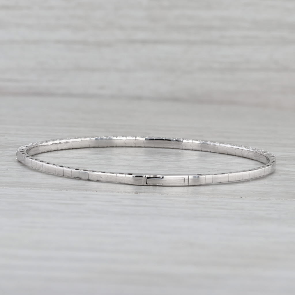 Gray New 2.88ctw Diamond Bead Flexible Bangle Tennis Bracelet 14k White Gold 6.75"