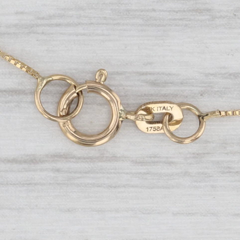 Glass open Heart Pendant Necklace 14k Yellow Gold 18.75" Box Chain